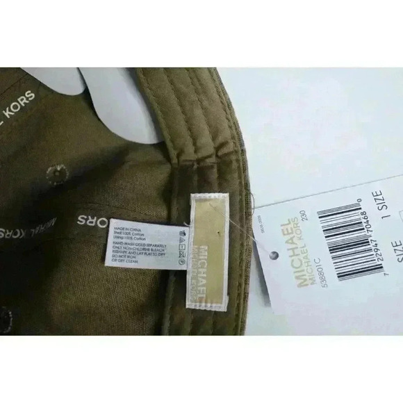 $68 Michael Kors Printed MK Logo Adjustable Baseball Cap Hat‎ KHAKI color main image 6